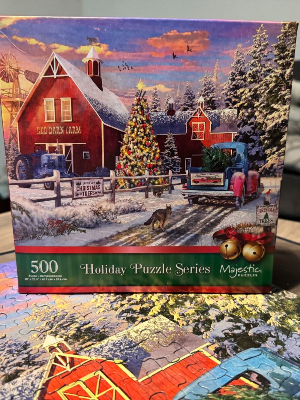Majestic Puzzles "Red Barn Tree Farm" 500-Piece Jigsaw Puzzle